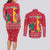Cameroon Christmas Couples Matching Long Sleeve Bodycon Dress and Long Sleeve Button Shirt with Red Snowflake Pattern Traditional Santa and Map Motif - Wonder Print Shop