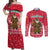Cameroon Christmas Couples Matching Off Shoulder Maxi Dress and Long Sleeve Button Shirt with Red Snowflake Pattern Traditional Santa and Map Motif - Wonder Print Shop
