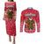 Cameroon Christmas Couples Matching Puletasi and Long Sleeve Button Shirt with Red Snowflake Pattern Traditional Santa and Map Motif - Wonder Print Shop