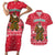 Cameroon Christmas Couples Matching Short Sleeve Bodycon Dress and Hawaiian Shirt with Red Snowflake Pattern Traditional Santa and Map Motif - Wonder Print Shop