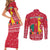 Cameroon Christmas Couples Matching Short Sleeve Bodycon Dress and Long Sleeve Button Shirt with Red Snowflake Pattern Traditional Santa and Map Motif - Wonder Print Shop