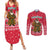 Cameroon Christmas Couples Matching Summer Maxi Dress and Long Sleeve Button Shirt with Red Snowflake Pattern Traditional Santa and Map Motif - Wonder Print Shop