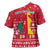 Cameroon Christmas Cross Shoulder Shirt with Red Snowflake Pattern Traditional Santa and Map Motif - Wonder Print Shop