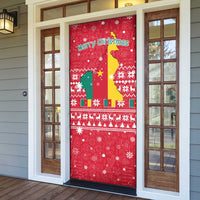Cameroon Christmas Door Cover with Red Snowflake Pattern Traditional Santa and Map Motif - Wonder Print Shop