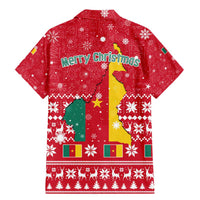 Cameroon Christmas Family Matching Mermaid Dress and Hawaiian Shirt with Red Snowflake Pattern Traditional Santa and Map Motif - Wonder Print Shop