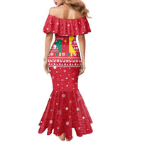 Cameroon Christmas Family Matching Mermaid Dress and Hawaiian Shirt with Red Snowflake Pattern Traditional Santa and Map Motif - Wonder Print Shop
