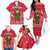 Cameroon Christmas Family Matching Off The Shoulder Long Sleeve Dress and Hawaiian Shirt with Red Snowflake Pattern Traditional Santa and Map Motif - Wonder Print Shop