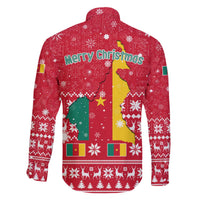 Cameroon Christmas Family Matching Off The Shoulder Long Sleeve Dress and Hawaiian Shirt with Red Snowflake Pattern Traditional Santa and Map Motif - Wonder Print Shop