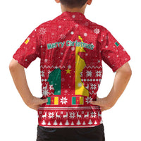 Cameroon Christmas Family Matching Puletasi and Hawaiian Shirt with Red Snowflake Pattern Traditional Santa and Map Motif - Wonder Print Shop
