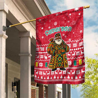 Cameroon Christmas Garden Flag with Red Snowflake Pattern Traditional Santa and Map Motif - Wonder Print Shop