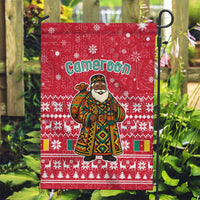 Cameroon Christmas Garden Flag with Red Snowflake Pattern Traditional Santa and Map Motif - Wonder Print Shop