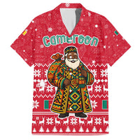 Cameroon Christmas Hawaiian Shirt with Red Snowflake Pattern Traditional Santa and Map Motif - Wonder Print Shop