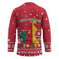 Cameroon Christmas Hockey Jersey with Red Snowflake Pattern Traditional Santa and Map Motif - Wonder Print Shop