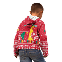 Cameroon Christmas Kid Hoodie with Red Snowflake Pattern Traditional Santa and Map Motif - Wonder Print Shop