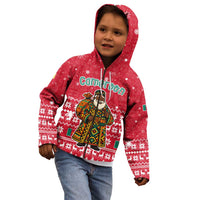 Cameroon Christmas Kid Hoodie with Red Snowflake Pattern Traditional Santa and Map Motif - Wonder Print Shop