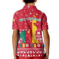 Cameroon Christmas Kid Polo Shirt with Red Snowflake Pattern Traditional Santa and Map Motif - Wonder Print Shop