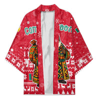 Cameroon Christmas Kimono with Red Snowflake Pattern Traditional Santa and Map Motif - Wonder Print Shop