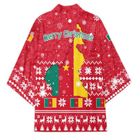 Cameroon Christmas Kimono with Red Snowflake Pattern Traditional Santa and Map Motif - Wonder Print Shop