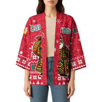 Cameroon Christmas Kimono with Red Snowflake Pattern Traditional Santa and Map Motif - Wonder Print Shop