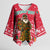 Cameroon Christmas Kimono Sleeve Blouse with Red Snowflake Pattern Traditional Santa and Map Motif - Wonder Print Shop