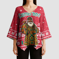 Cameroon Christmas Kimono Sleeve Blouse with Red Snowflake Pattern Traditional Santa and Map Motif - Wonder Print Shop