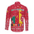 Cameroon Christmas Long Sleeve Button Shirt with Red Snowflake Pattern Traditional Santa and Map Motif - Wonder Print Shop