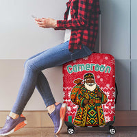 Cameroon Christmas Luggage Cover with Red Snowflake Pattern Traditional Santa and Map Motif - Wonder Print Shop
