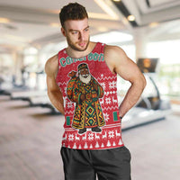 Cameroon Christmas Men Tank Top with Red Snowflake Pattern Traditional Santa and Map Motif - Wonder Print Shop