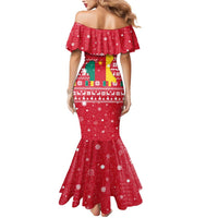 Cameroon Christmas Mermaid Dress with Red Snowflake Pattern Traditional Santa and Map Motif - Wonder Print Shop