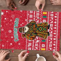 Cameroon Christmas Puzzle with Red Snowflake Pattern Traditional Santa and Map Motif - Wonder Print Shop
