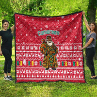 Cameroon Christmas Quilt with Red Snowflake Pattern Traditional Santa and Map Motif - Wonder Print Shop