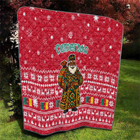 Cameroon Christmas Quilt with Red Snowflake Pattern Traditional Santa and Map Motif - Wonder Print Shop