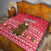Cameroon Christmas Quilt with Red Snowflake Pattern Traditional Santa and Map Motif - Wonder Print Shop