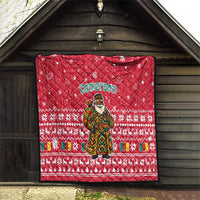 Cameroon Christmas Quilt with Red Snowflake Pattern Traditional Santa and Map Motif - Wonder Print Shop