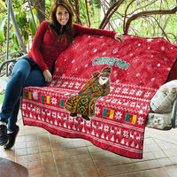 Cameroon Christmas Quilt with Red Snowflake Pattern Traditional Santa and Map Motif - Wonder Print Shop