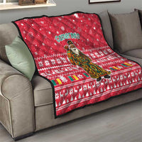 Cameroon Christmas Quilt with Red Snowflake Pattern Traditional Santa and Map Motif - Wonder Print Shop