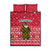 Cameroon Christmas Quilt Bed Set with Red Snowflake Pattern Traditional Santa and Map Motif - Wonder Print Shop