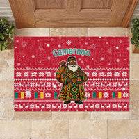 Cameroon Christmas Rubber Doormat with Red Snowflake Pattern Traditional Santa and Map Motif - Wonder Print Shop
