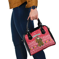 Cameroon Christmas Shoulder Handbag with Red Snowflake Pattern Traditional Santa and Map Motif - Wonder Print Shop