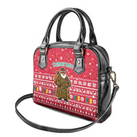 Cameroon Christmas Shoulder Handbag with Red Snowflake Pattern Traditional Santa and Map Motif - Wonder Print Shop