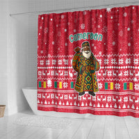 Cameroon Christmas Shower Curtain with Red Snowflake Pattern Traditional Santa and Map Motif - Wonder Print Shop
