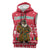 Cameroon Christmas Sleeveless Zip Hoodie with Red Snowflake Pattern Traditional Santa and Map Motif - Wonder Print Shop
