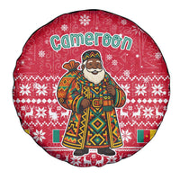 Cameroon Christmas Spare Tire Cover with Red Snowflake Pattern Traditional Santa and Map Motif - Wonder Print Shop