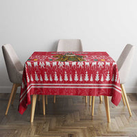 Cameroon Christmas Tablecloth with Red Snowflake Pattern Traditional Santa and Map Motif - Wonder Print Shop
