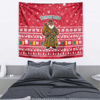 Cameroon Christmas Tapestry with Red Snowflake Pattern Traditional Santa and Map Motif - Wonder Print Shop