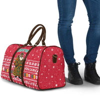 Cameroon Christmas Travel Bag with Red Snowflake Pattern Traditional Santa and Map Motif - Wonder Print Shop