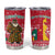 Cameroon Christmas Tumbler Cup with Red Snowflake Pattern Traditional Santa and Map Motif - Wonder Print Shop