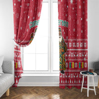 Cameroon Christmas Window Curtain with Red Snowflake Pattern Traditional Santa and Map Motif - Wonder Print Shop
