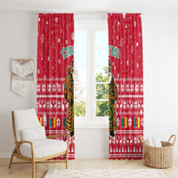 Cameroon Christmas Window Curtain with Red Snowflake Pattern Traditional Santa and Map Motif - Wonder Print Shop