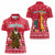 Cameroon Christmas Women Polo Shirt with Red Snowflake Pattern Traditional Santa and Map Motif - Wonder Print Shop